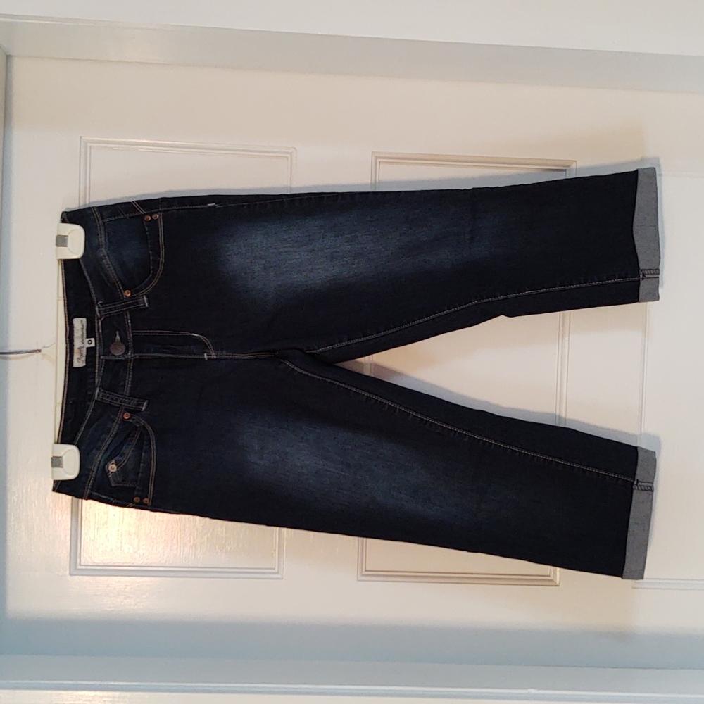 Royalty For Me Shaped Cuffed Dark Wash Slim Pocket Crop Jeans 4